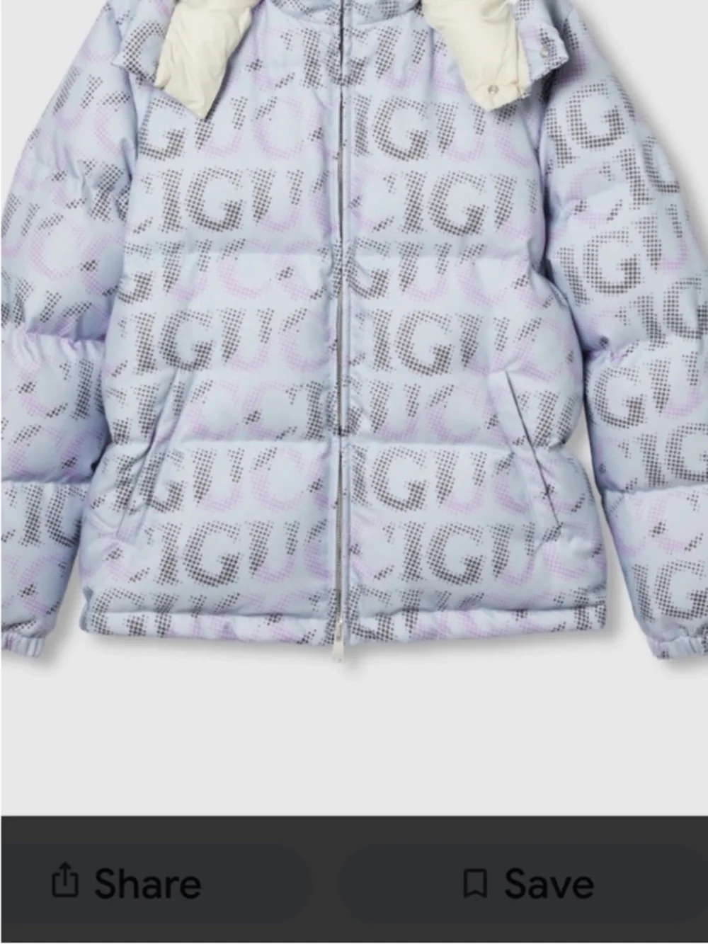 Men’s Gucci printed technical poplin puffer jacket size 54/XXL made in Italy